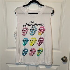 The Rolling Stones Women’s XXL Tank Top - White with Colorful Tongue Design